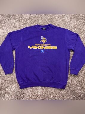 NFL Team Apparel Minnesota Vikings Sweatshirt Large L Purple Embroidered